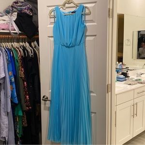 White House Black Market baby blue pleated dress.
